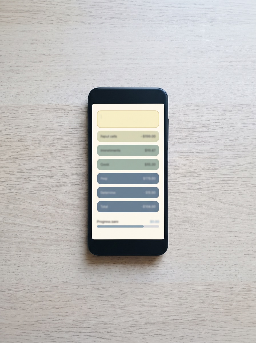 The Forgiving Budget sheet on a phone: one input cell and a short stack of category rows